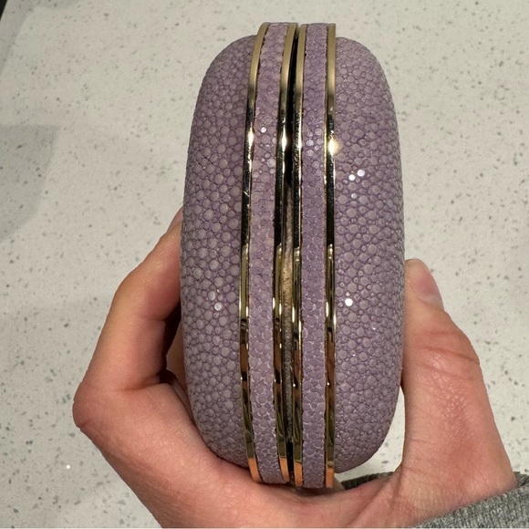 ANYA HINDMARCH PURPLE MARANO GLITTER-FINISHED BOX CLUTCH EUC - Picture 6 of 12